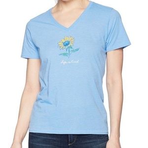 Life Is Good Blue Sunflower Cool Tee